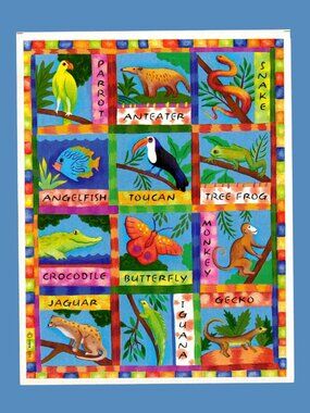 Hallmark Rainforest Animals Sticker Sheet Vintage